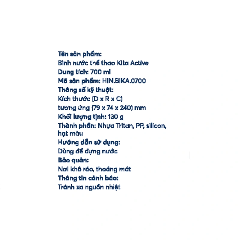 Bình đựng nước nhựa tritan 700 ml Kita Active HIN.BIKA.0700 - Màu ngẫu nhiên 5