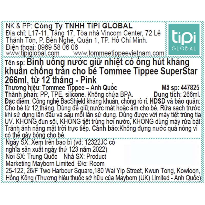 Bình đựng nước nhựa PP, TPE 266 ml Tommee Tippee SuperStar 447825 - Màu hồng 5
