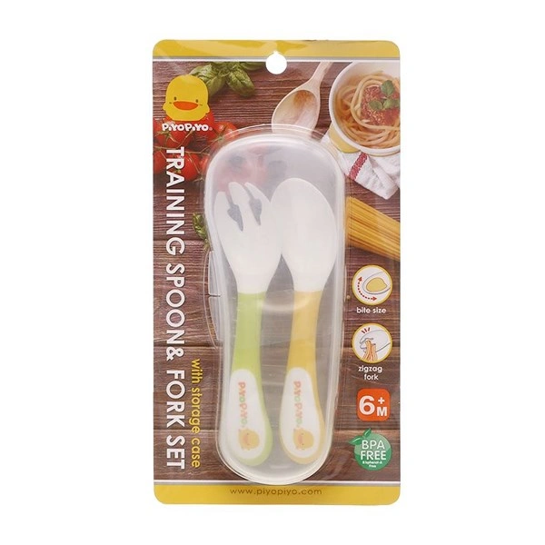 Bộ muỗng nĩa tập ăn PIYOPIYO PY630146 cho bé từ 6 tháng 1