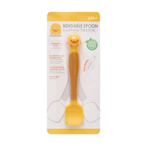 Muỗng ăn dặm PIYOPIYO PY630110 cán mềm màu vàng 1