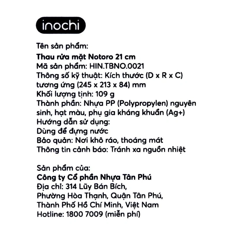 Thau rửa mặt Inochi Notoro HIN.TBNO.0021 7