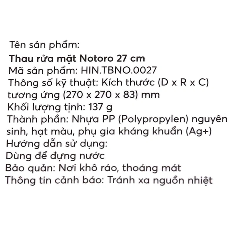 Thau rửa mặt Inochi Notoro HIN.TBNO.0021 13
