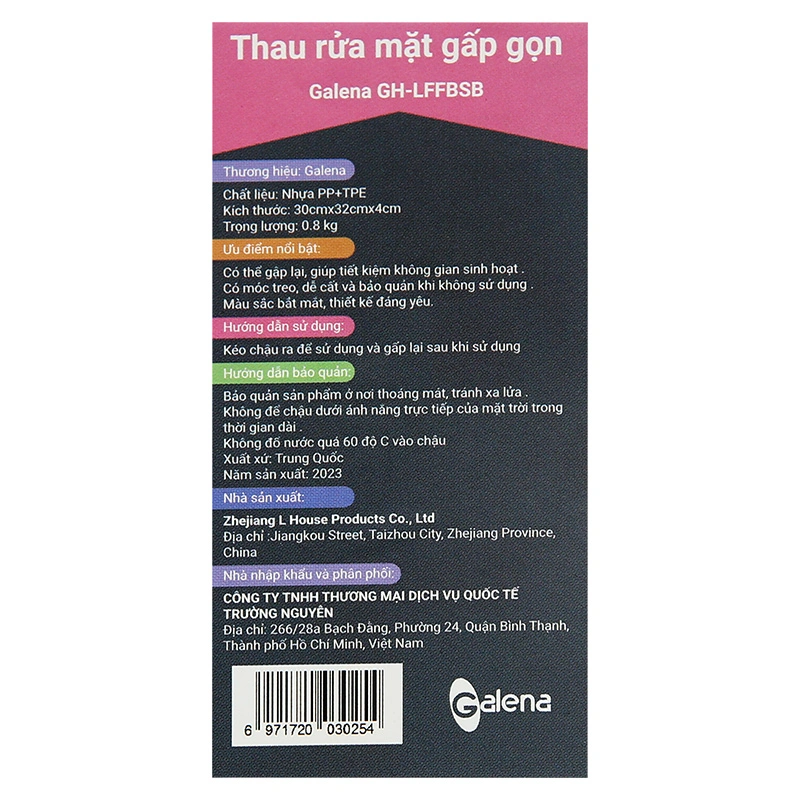 Thau rửa mặt gấp gọn Galena GH-LFFBSB - Màu ngẫu nhiên 16