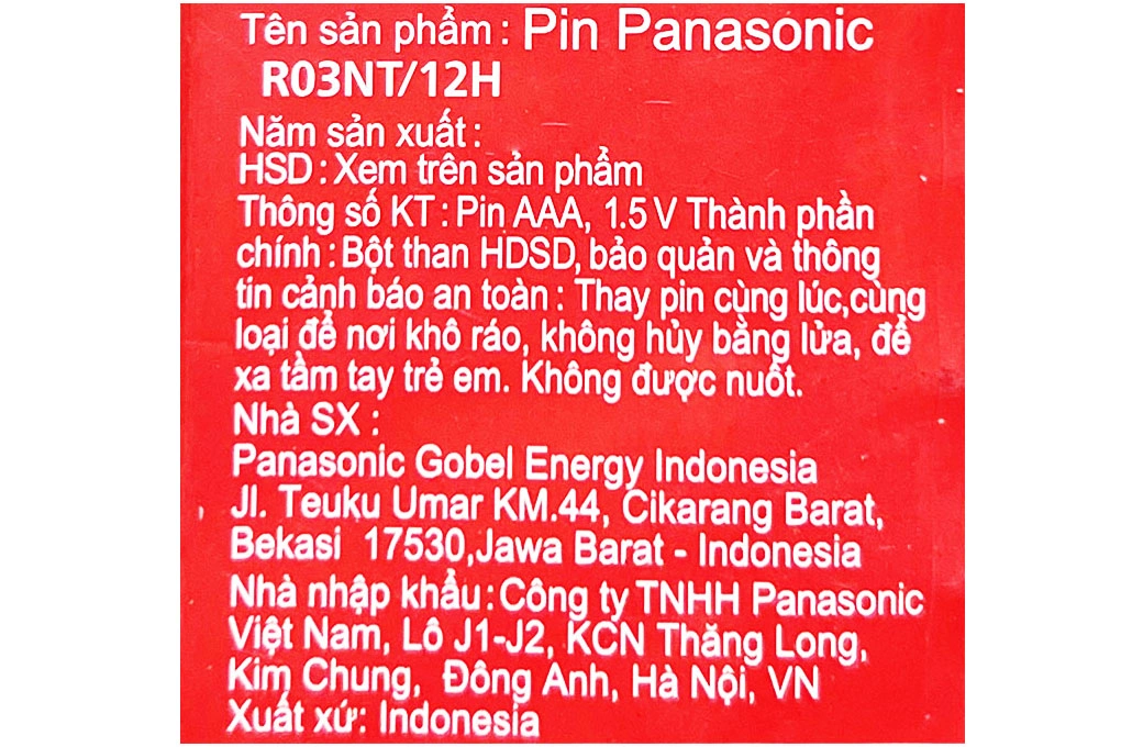 Pin AAA 12 viên Manganese Panasonic R03NT-12H Đen 5