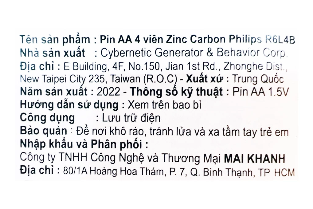 Pin AA 4 viên Zinc Carbon Philips R6L4B 6