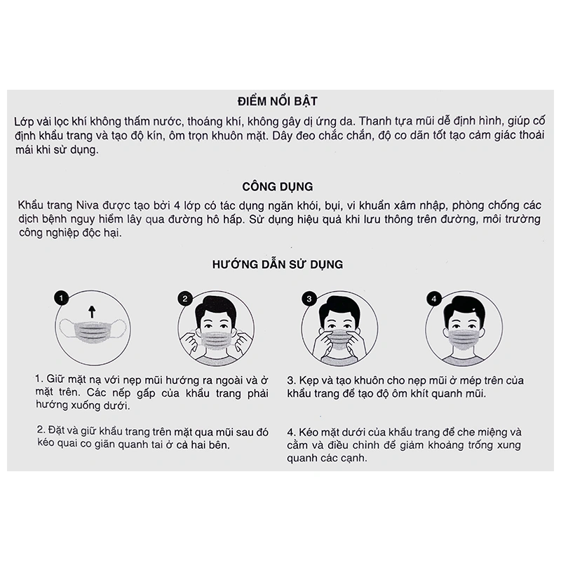 Combo 2 hộp 50 cái khẩu trang y tế Niva 4 lớp 9