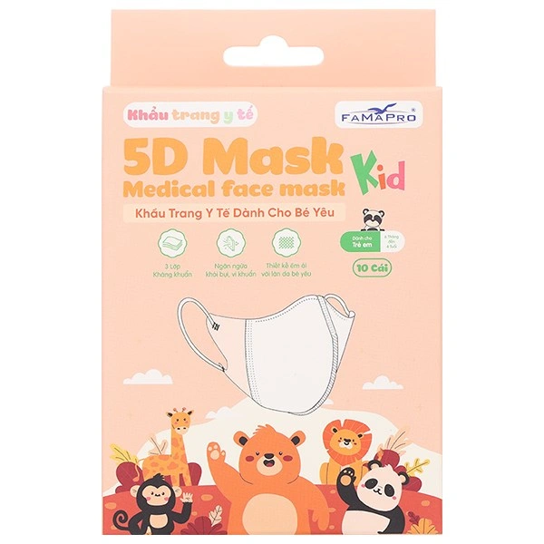 Khẩu trang 5D cho bé FAMAPRO quai chun