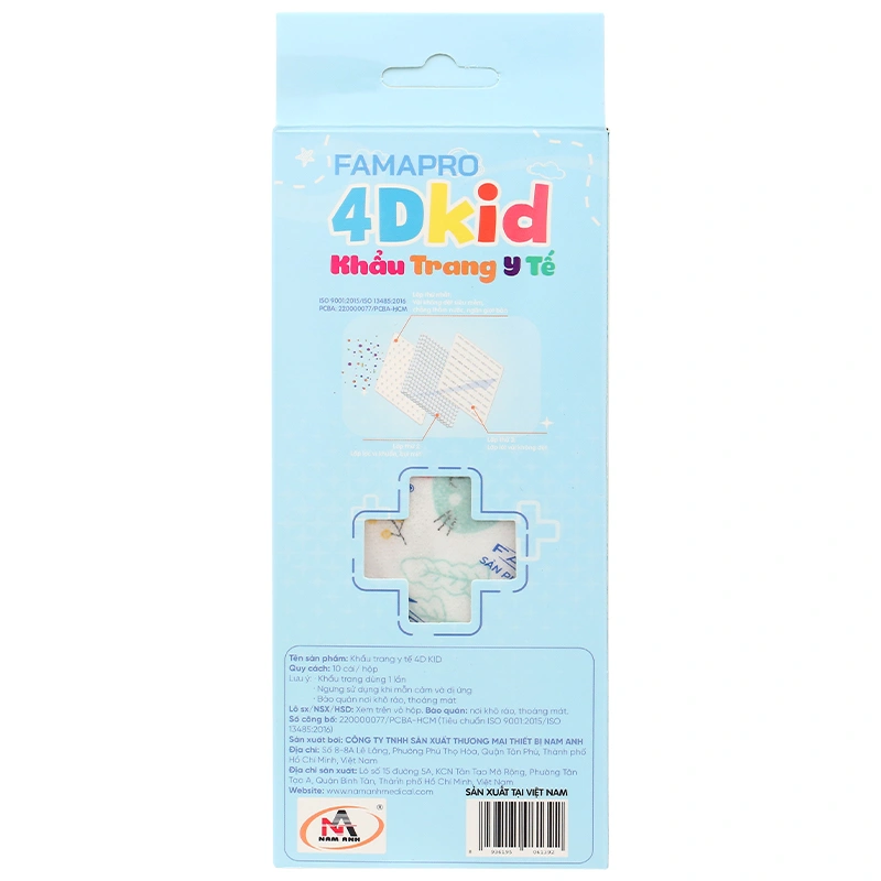 Hộp 10 cái khẩu trang y tế 4D cho bé FAMAPRO 3 lớp 2