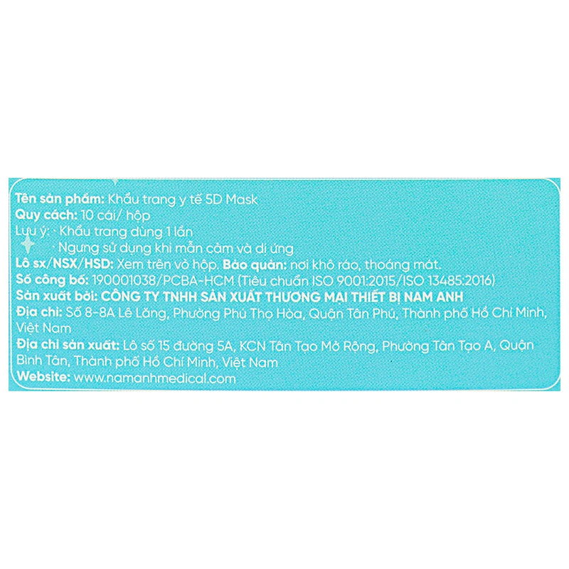 Hộp 10 cái khẩu trang y tế 5D cho bé FAMAPRO quai vải 3 lớp 8