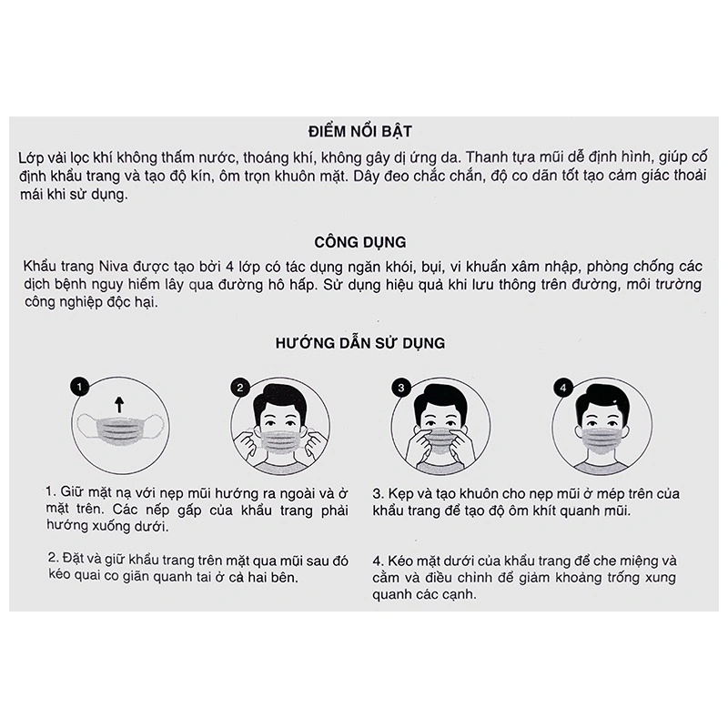 Combo 2 hộp 50 cái khẩu trang y tế Niva 4 lớp 4
