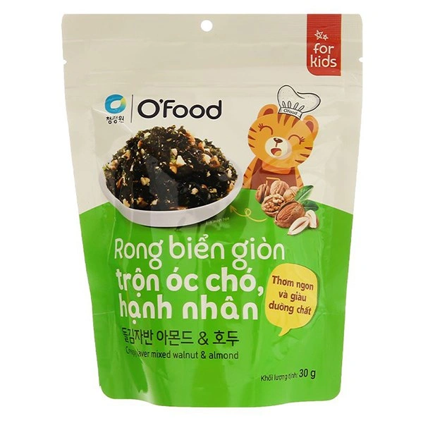 Rong biển giòn trộn óc chó, hạnh nhân O'Food gói 30g
