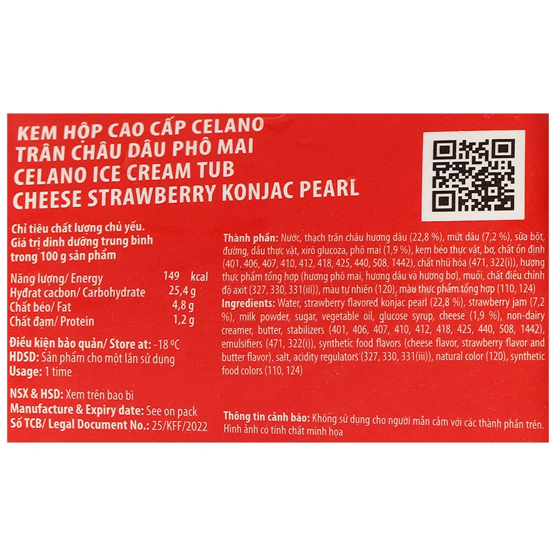 Kem hộp trân châu dâu phô mai Celano Home 200g (từ 1 tuổi) 7