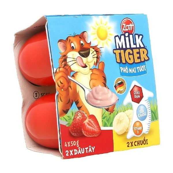 Lốc 4 hộp sữa chua phô mai Zott vị dâu, chuối 50g (từ 6 tháng) 1