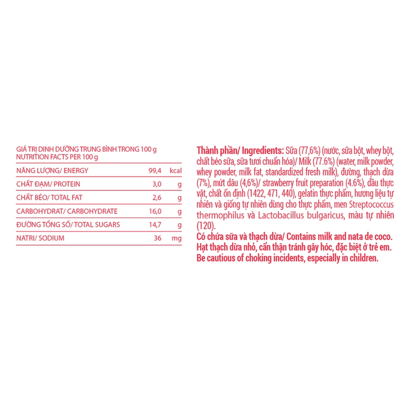 Lốc 4 hộp sữa chua trái cây Vinamilk vị nha đam 100g (từ 1 tuổi) 8