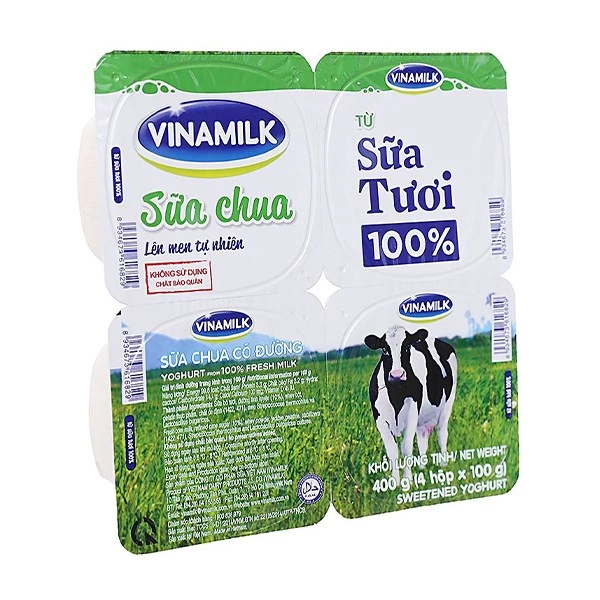 Lốc 4 hộp sữa chua có đường Vinamilk Sữa Tươi 100% 100g (từ 1 tuổi) 1