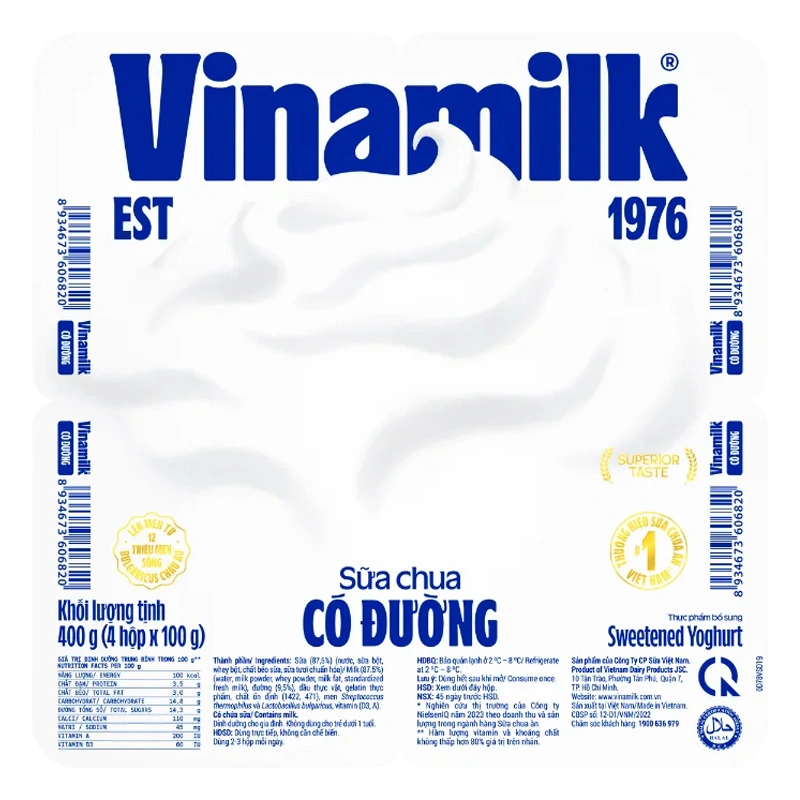 Lốc 4 hộp sữa chua có đường Vinamilk 100g (từ 1 tuổi) 2