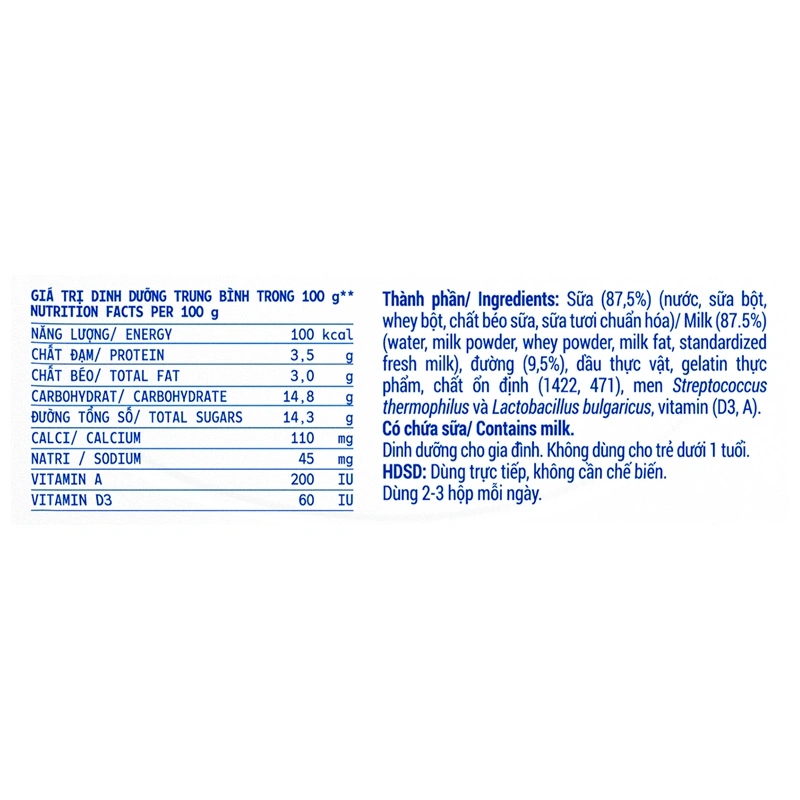 Lốc 4 hộp sữa chua có đường Vinamilk 100g (từ 1 tuổi) 4