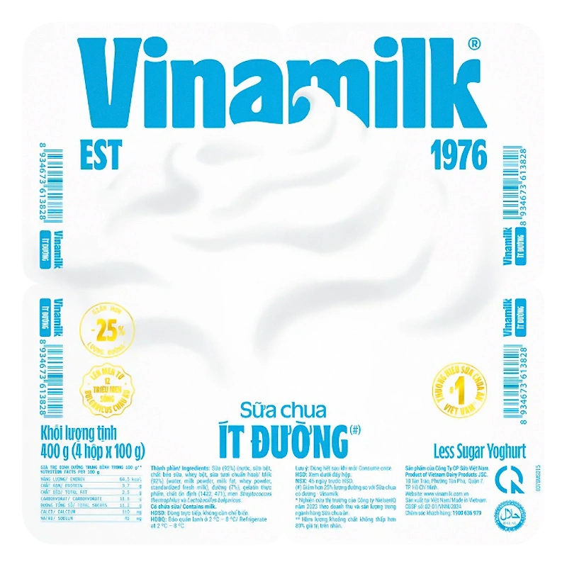 Lốc 4 hộp sữa chua ít đường Vinamilk 100g (từ 1 tuổi) 2