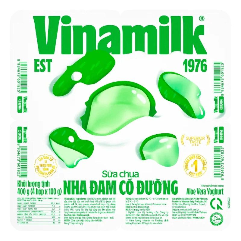 Lốc 4 hộp sữa chua trái cây Vinamilk vị nha đam 100g (từ 1 tuổi) 2