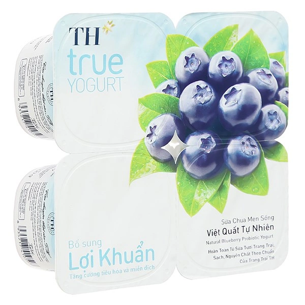 Lốc 4 hộp sữa chua trái cây TH true YOGURT vị việt quất