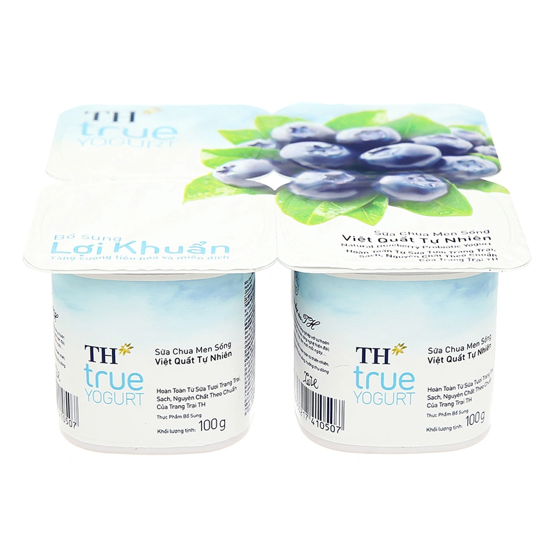 Lốc 4 hộp sữa chua trái cây TH true YOGURT vị việt quất 100g (từ 1 tuổi) 2