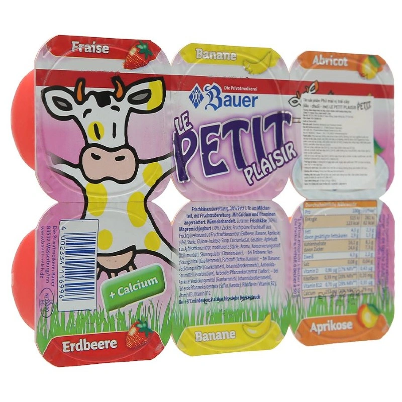 Lốc 6 hộp sữa chua phô mai Kids Mix Le Petit Plaisir vị dâu, chuối và mơ 50g (từ 6 tháng)