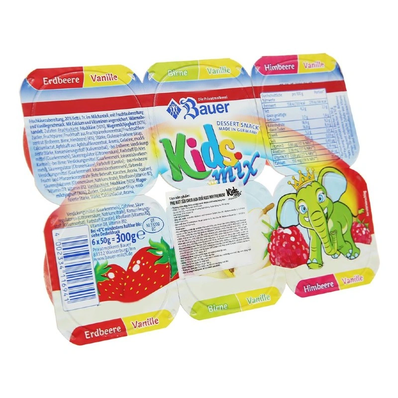 Lốc 6 hộp sữa chua phô mai Kids Mix Premium vị dâu, lê, mâm xôi và vani 50g (từ 6 tháng)