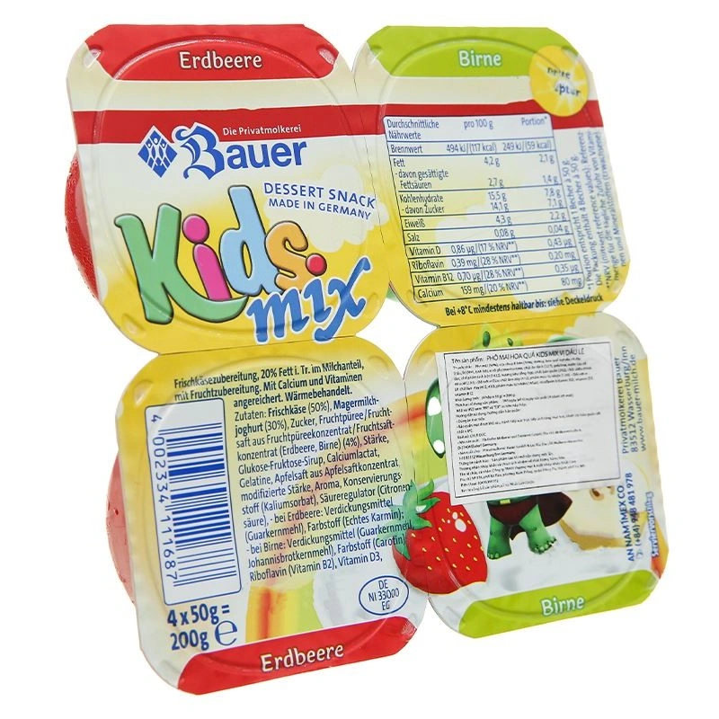 Lốc 4 hộp sữa chua phô mai Kids Mix vị dâu lê 200g 1