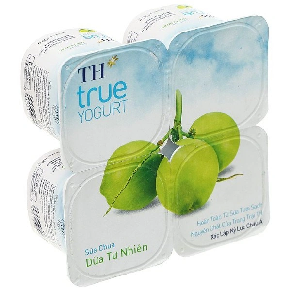 Lốc 4 hộp sữa chua trái cây TH true YOGURT vị dừa 100g 1