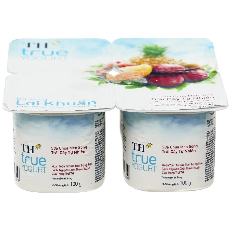 Lốc 4 hộp sữa chua trái cây TH true YOGURT vị trái cây 100g (từ 1 tuổi) 2