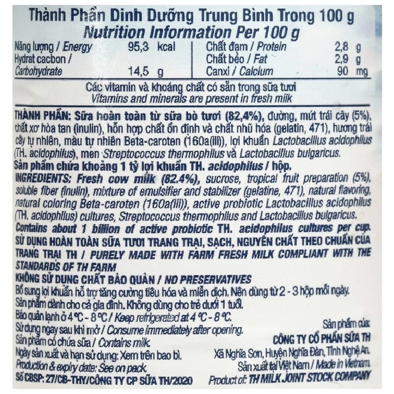 Lốc 4 hộp sữa chua trái cây TH true YOGURT vị trái cây 100g (từ 1 tuổi) 6