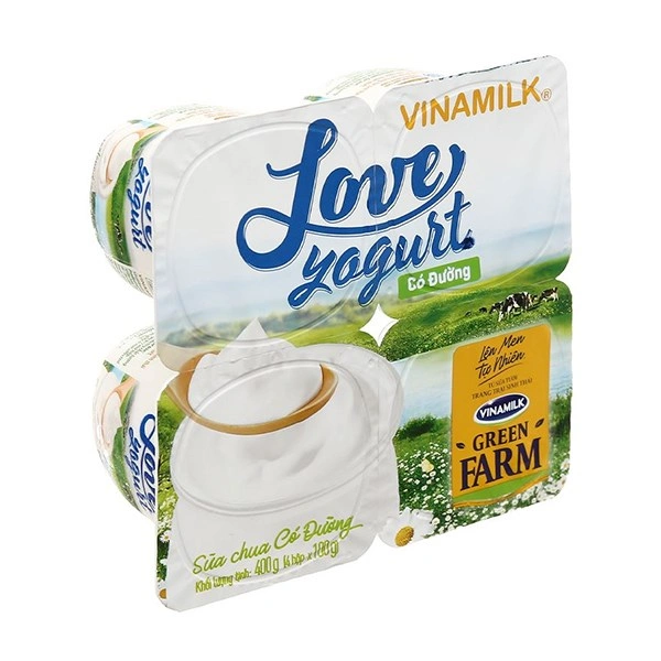 Lốc 4 hộp sữa chua có đường Vinamilk Love Yogurt Green Farm 100g 1