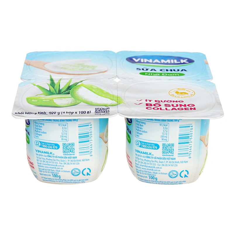Lốc 4 hộp sữa chua nha đam ít đường Vinamilk 100g (từ 6 tuổi) 2