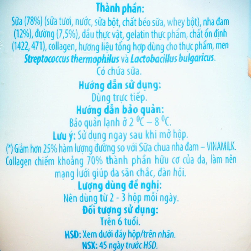Lốc 4 hộp sữa chua nha đam ít đường Vinamilk 100g (từ 6 tuổi) 7