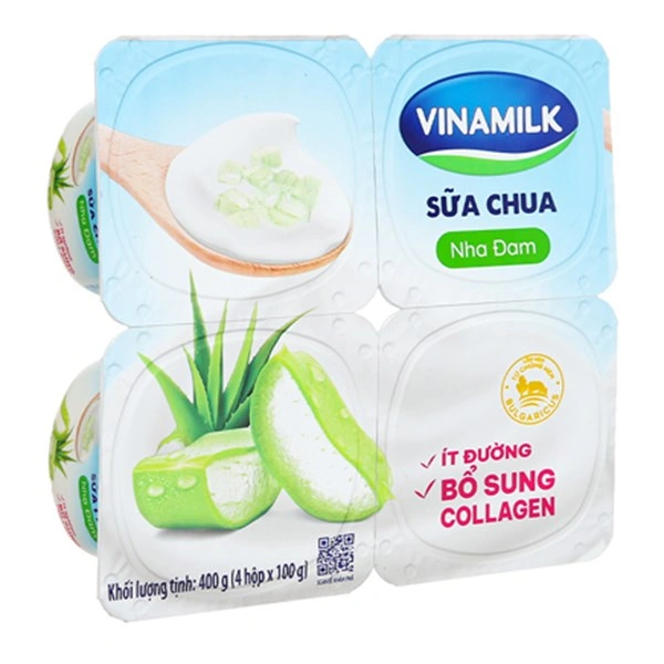 Lốc 4 hộp sữa chua nha đam ít đường Vinamilk