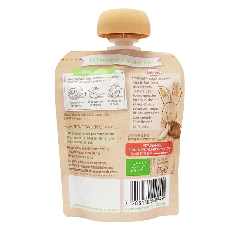 Sữa chua dừa Babybio vị táo, lê 85g (từ 6 tháng) 2