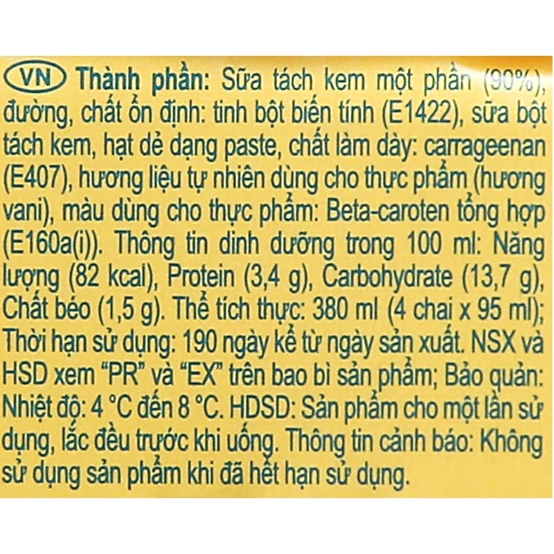 Lốc 4 chai váng sữa Zott Monte Drink vị vani 95 ml (từ 1 tuổi) 8