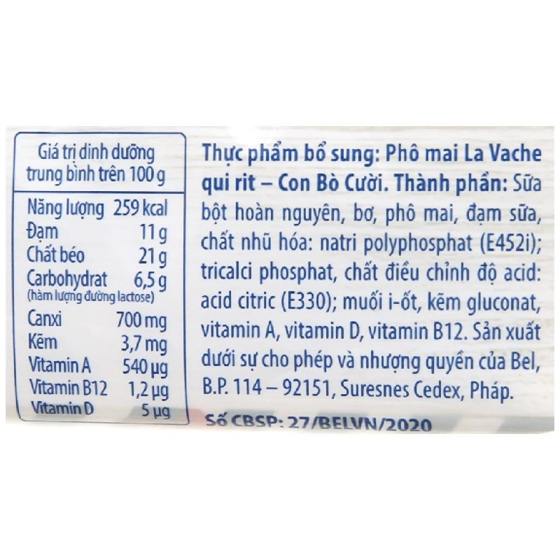 Phô mai Con Bò Cười vị truyền thống gói 4 miếng 60g (từ 1 tuổi) 6