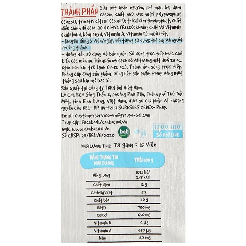 Phô mai Con Bò Cười Belcube vị dâu gói 15 viên 78g (từ 3 tuổi) 14