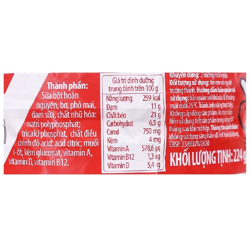 Phô mai Con Bò Cười vị truyền thống hộp 8 miếng 112g (từ 1 tuổi) 12