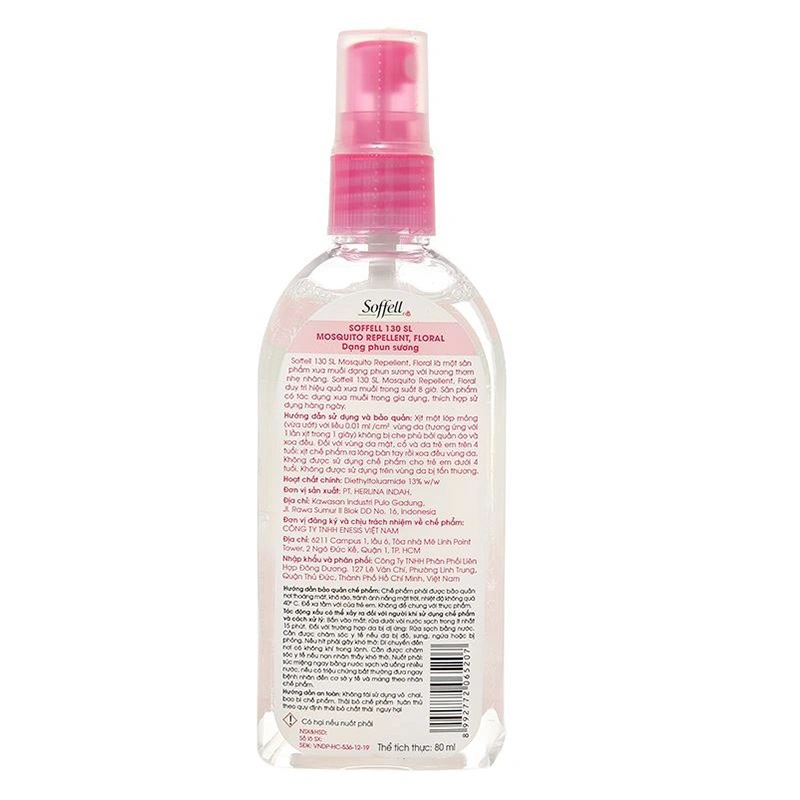 Xịt chống muỗi Soffell 80 ml hương hoa (từ 4 tuổi) 2