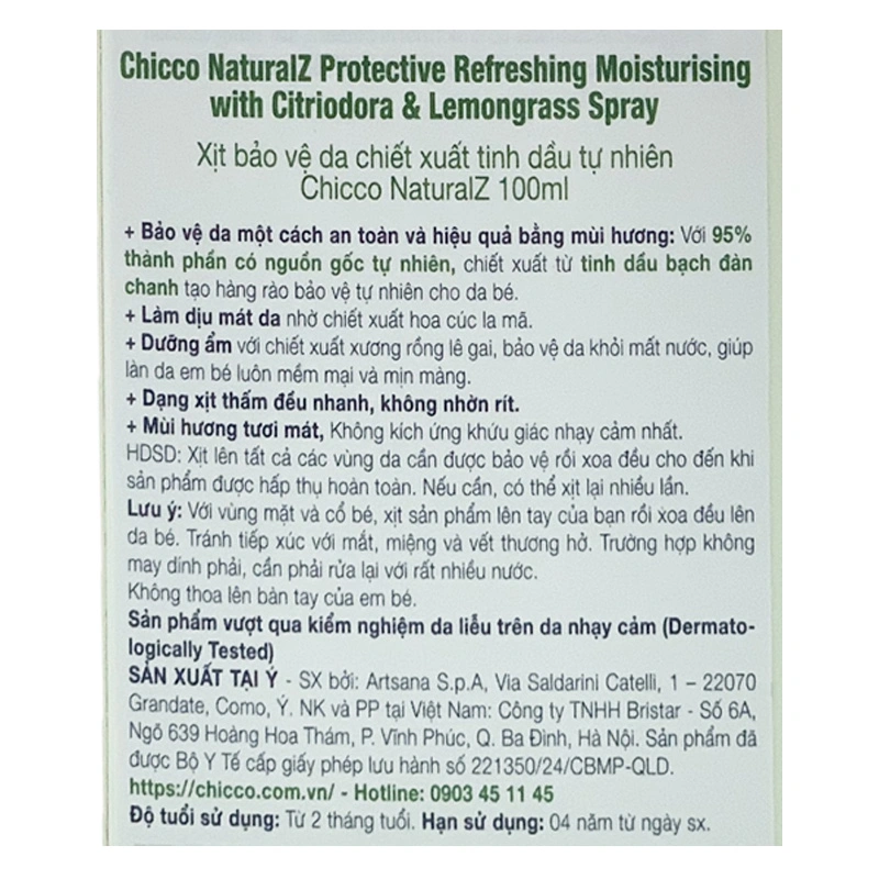 Xịt đa năng xua muỗi Chicco NaturalZ 100 ml chiết xuất tinh dầu tự nhiên (từ 2 tháng) 7