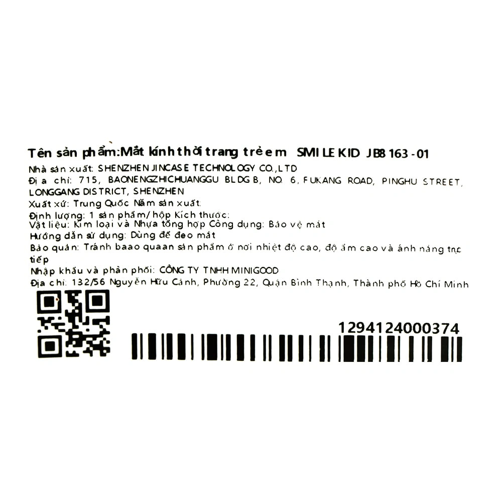 Mắt kính thời trang trẻ em Smile Kid JB8163-01 8