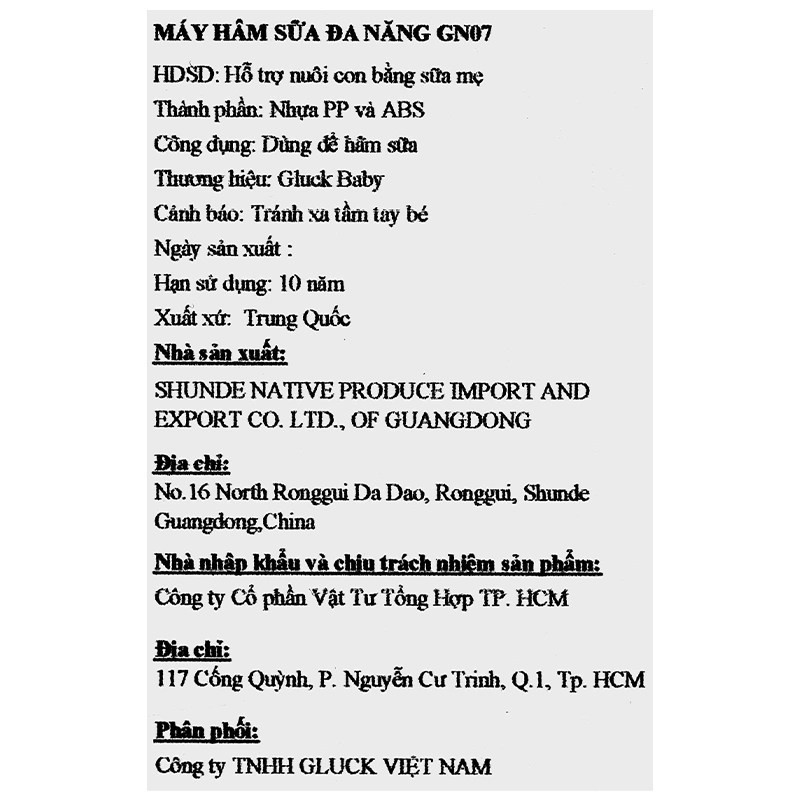 Máy hâm sữa Gluck Baby GN07 10