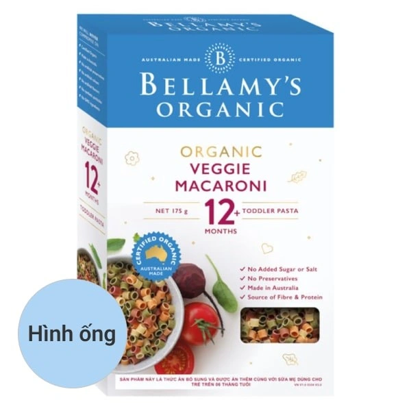 Nui ăn dặm hữu cơ rau củ Bellamys Organic hình ống 175g (từ 1 tuổi) 1