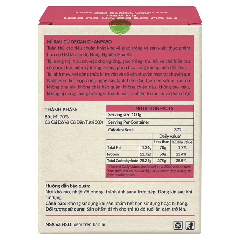 Mì hữu cơ cải bó xôi Anpaso 120g (từ 7 tháng) - Giao bao bì ngẫu nhiên 16
