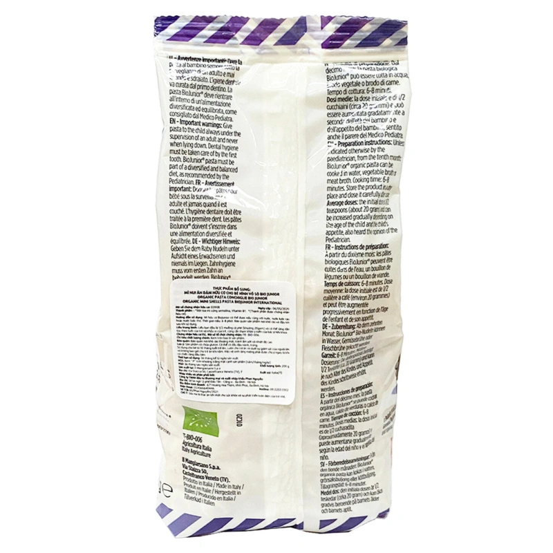 Nui ăn dặm hữu cơ BioJunior hình vỏ sò 200g (từ 10 tháng) 2