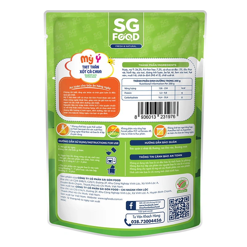 Mì ý ăn dặm thịt thăn xốt cà chua SG Food 200g (từ 1 tuổi) 2