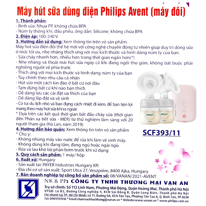 Máy hút sữa điện đôi Philips Avent Eureka SCF393.11 14