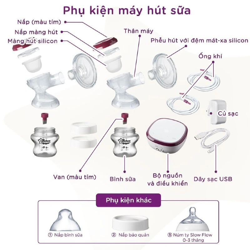 Máy hút sữa điện đôi Tommee Tippee Made for Me 8
